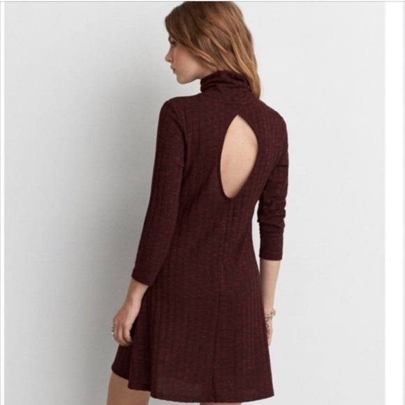 American Eagle Womens Sheath Dress Mock Neck Red Keyhole Back - Picture 2 of 14